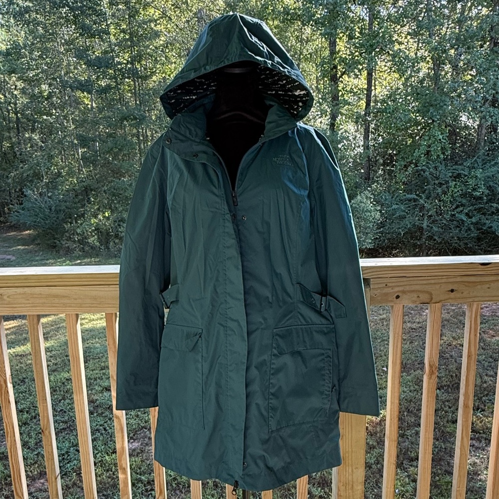 The North Face Women's Dark Green Hooded Rain Jacket